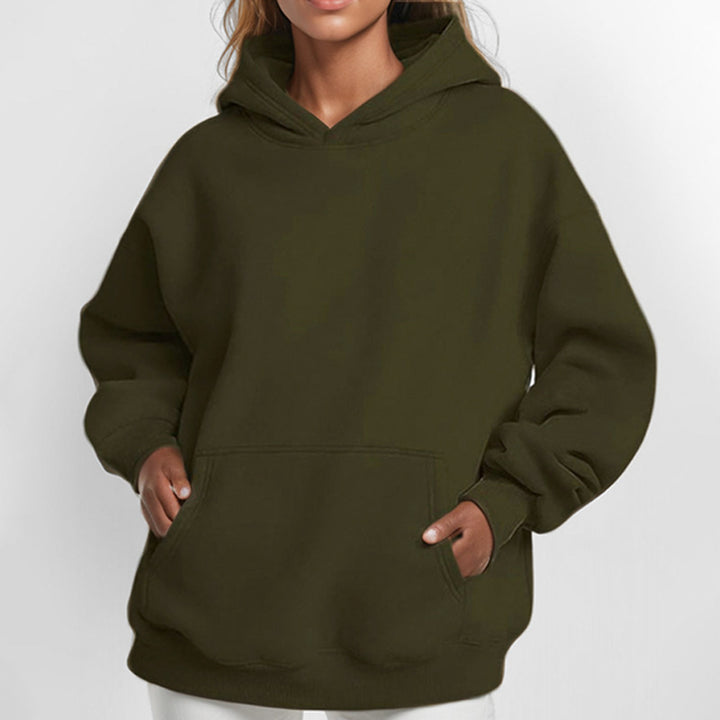 Women's oversized hoodie with balloon sleeves, prominent kangaroo pocket and softly brushed inner side Mune Fashion