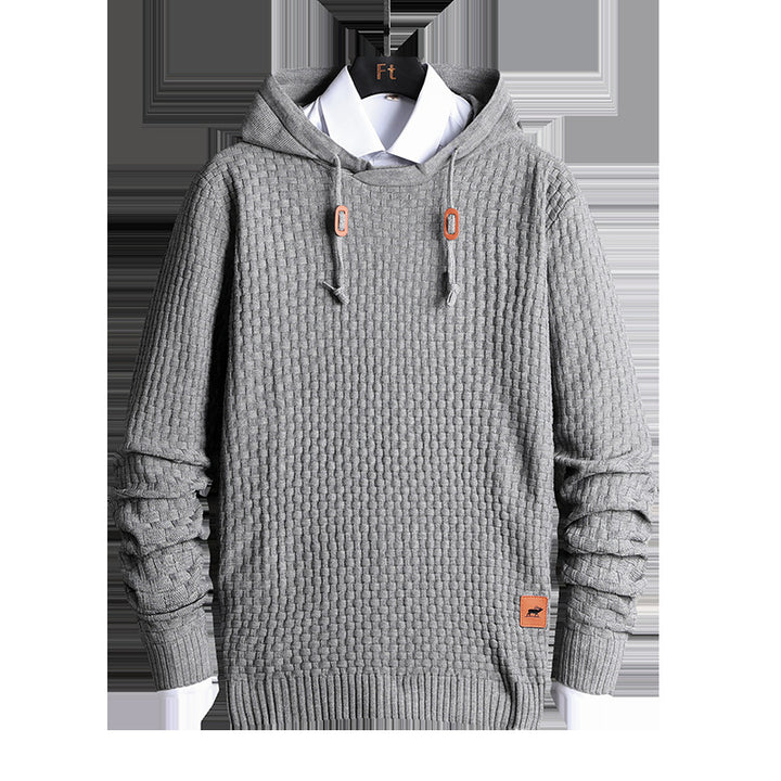 Men's Structured Hooded Knit Sweater with Relief Texture Mune Fashion
