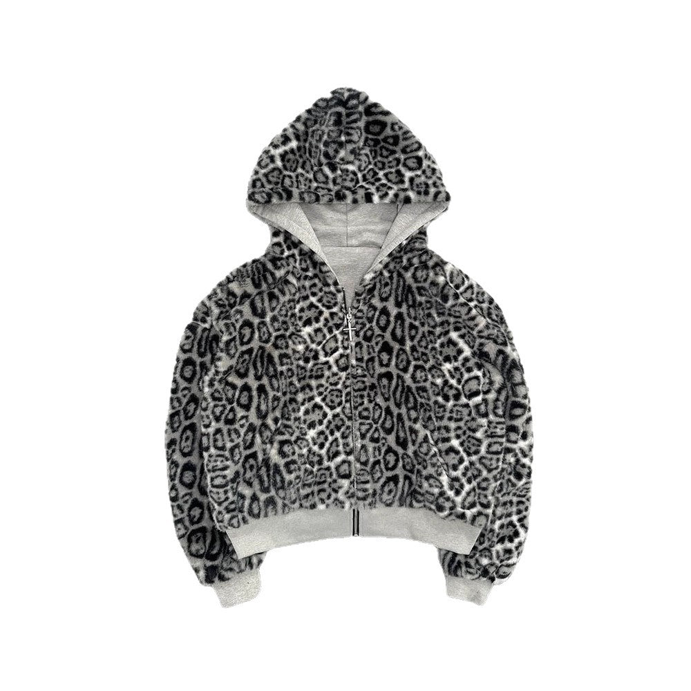 Women's short hooded jacket with faux fur lining, zipper and kangaroo pocket Mune Fashion