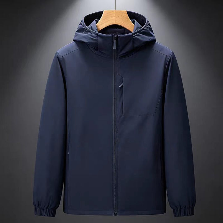 Men's Lightweight Waterproof Softshell Rain Jacket with Hood and Hidden Chest Pocket Mune Fashion