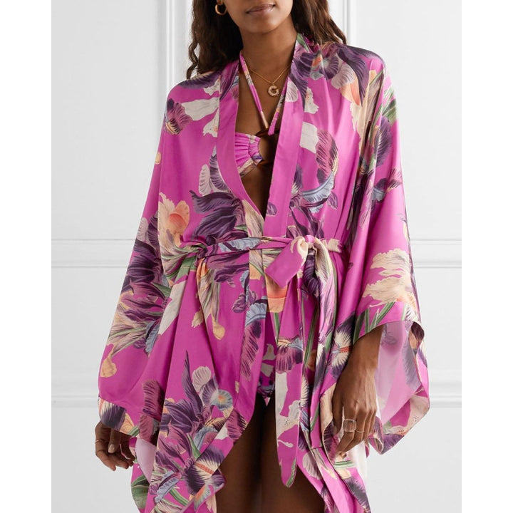 Women's bikini set with floral design and stylish wrap band Mune Fashion