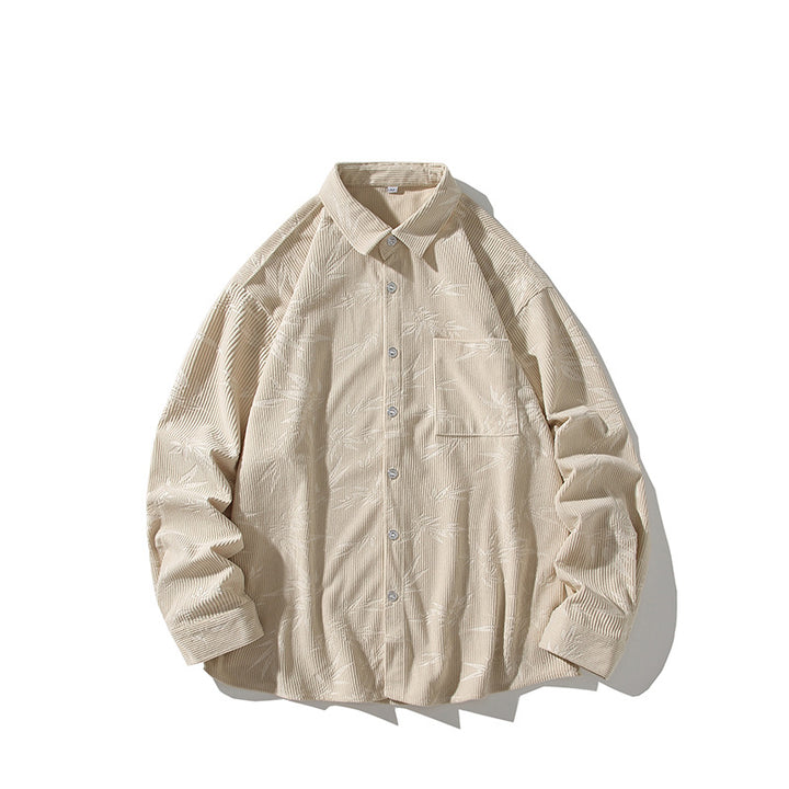 Men's Oversized Cord Shirt with Tonal Embroidery and Chest Pocket Mune Fashion