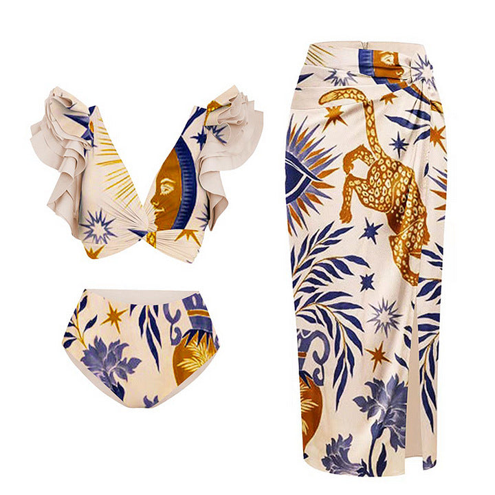 Ladies elegant wrap top and combined skirt set Mune Fashion