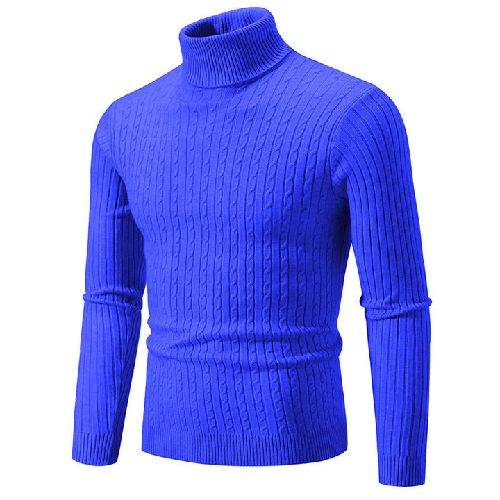 Men's turtleneck sweater with cable knit and slim fit Mune Fashion