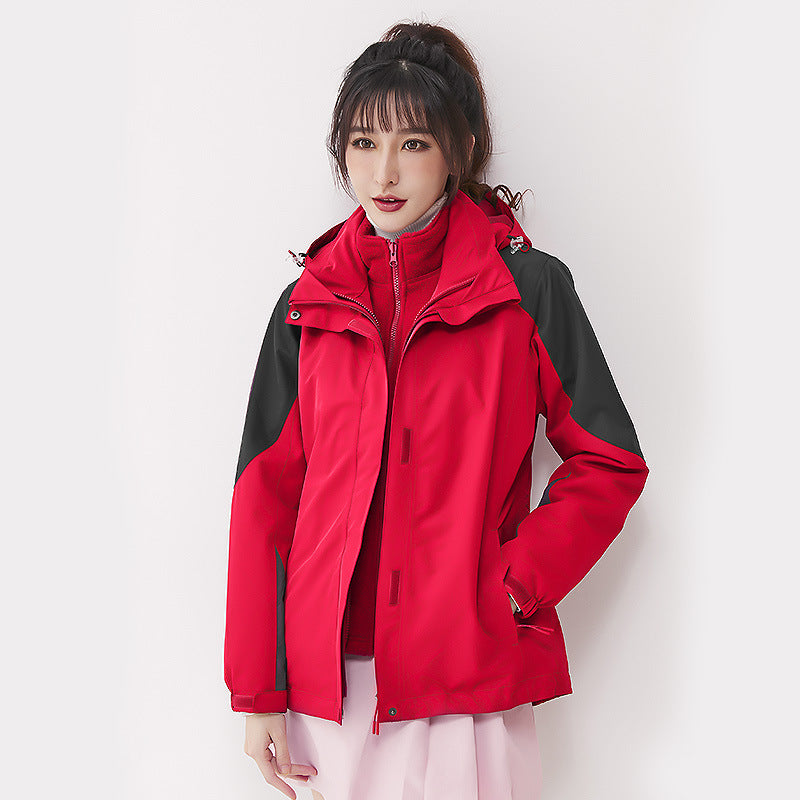 Women double-layer outdoor jacket with removable fleece inner jacket and windproof membrane Mune Fashion