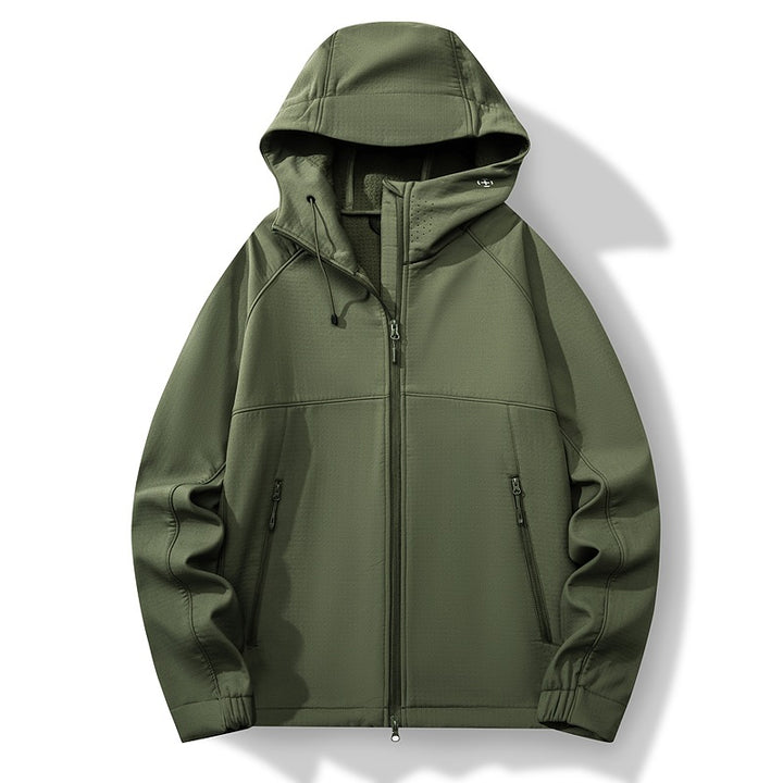 Men's Breathable Softshell Hybrid Jacket with Hood, Fleece Lining and Two-Way Zipper Mune Fashion