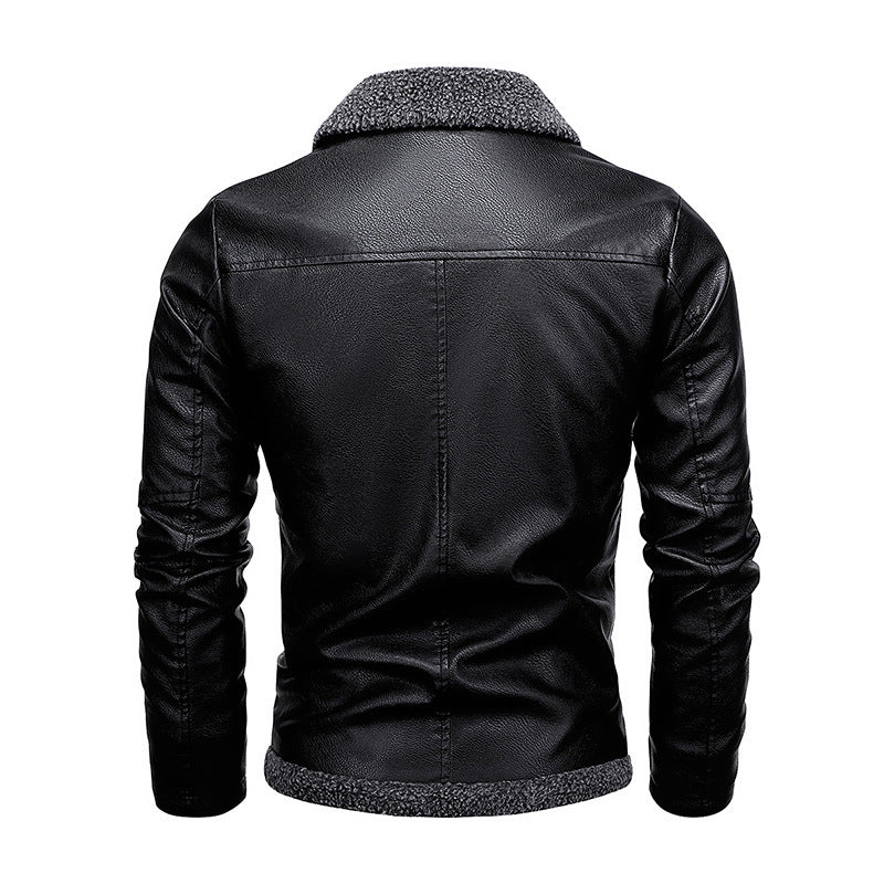 Men's aviator faux leather jacket with full Sherpa lining and zipper Mune Fashion