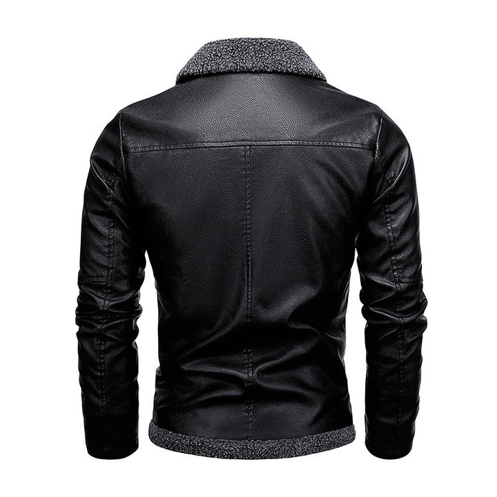 Men's aviator faux leather jacket with full Sherpa lining and zipper Mune Fashion