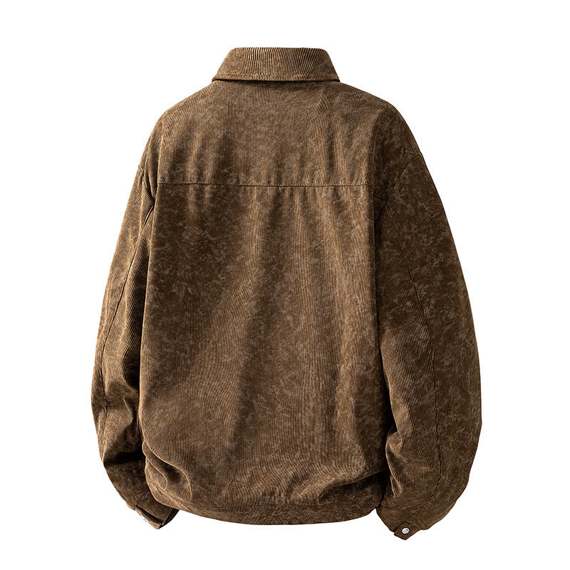 Men's Patterned Cord Jacket with Practical Pockets Mune Fashion