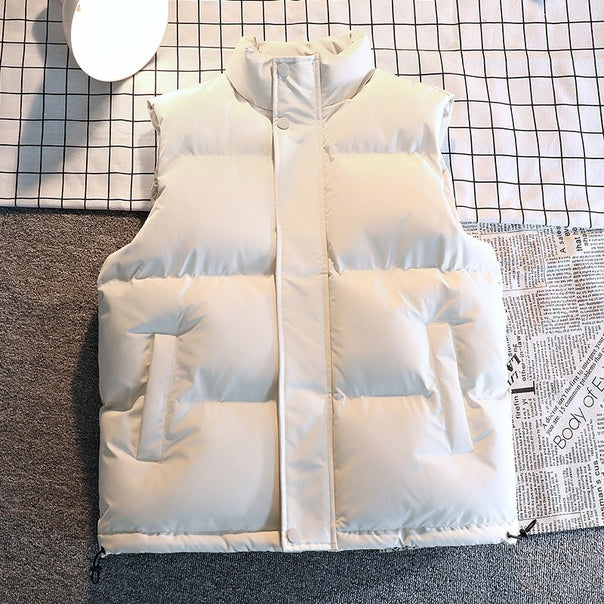 Men's Padded Outdoor Quilted Vest with High Stand-Up Collar, Windproof Outer Material & Adjustable Hem Mune Fashion