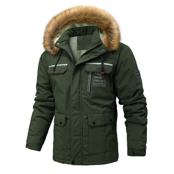Men Water-repellent Softshell Parka with Hood, Reflective Inserts and Multifunction Pockets Mune Fashion
