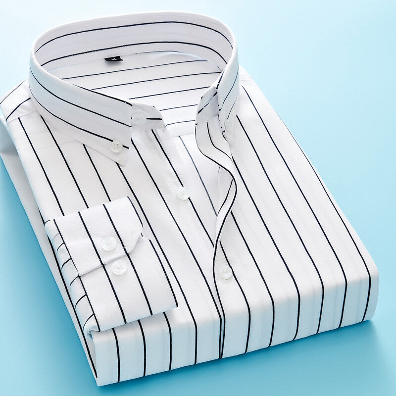 Men's striped business shirt with button-down collar, chest pocket and easy-care cotton blend Mune Fashion
