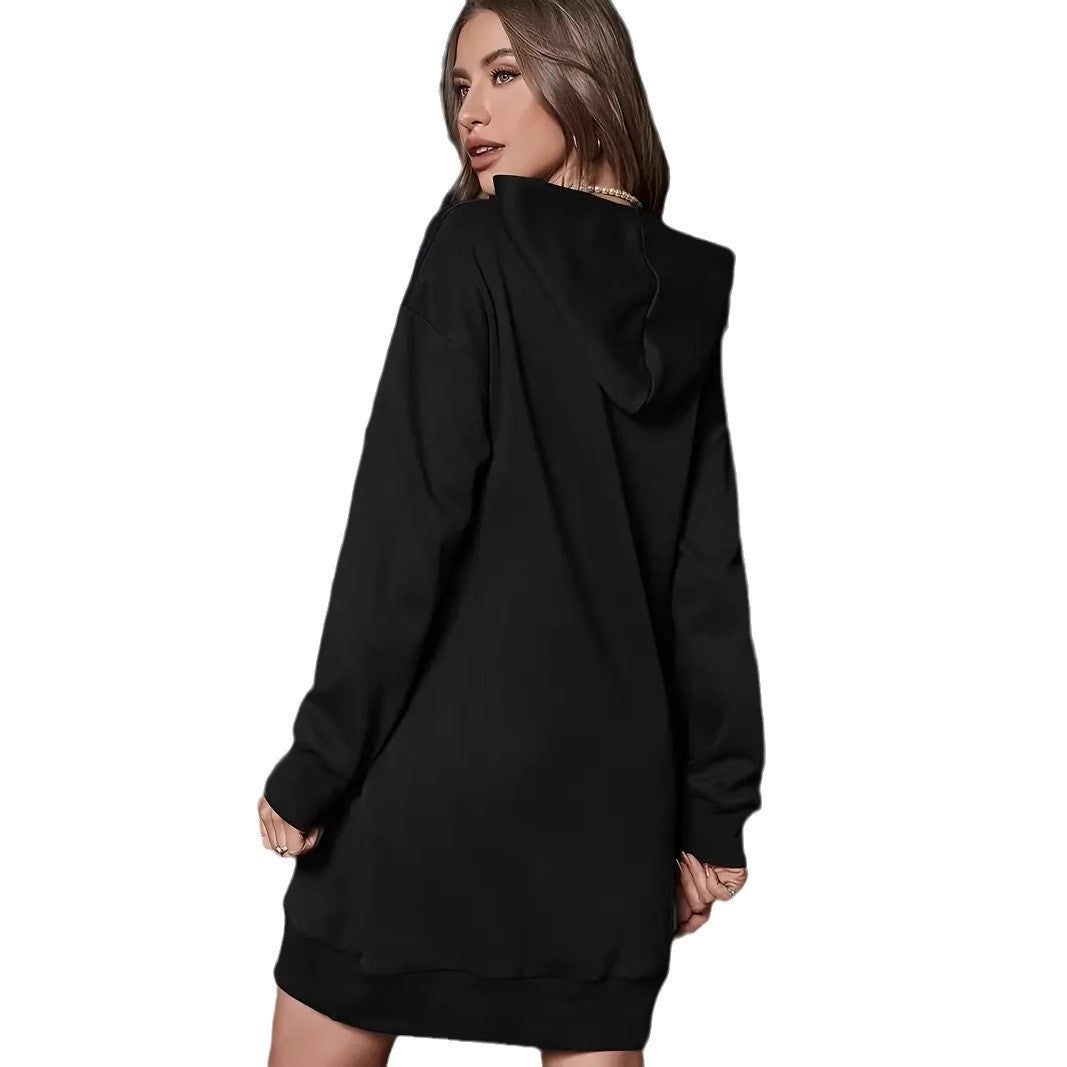 Women's hoodie dress with metallic heart print and oversized sweatshirt cut Mune Fashion