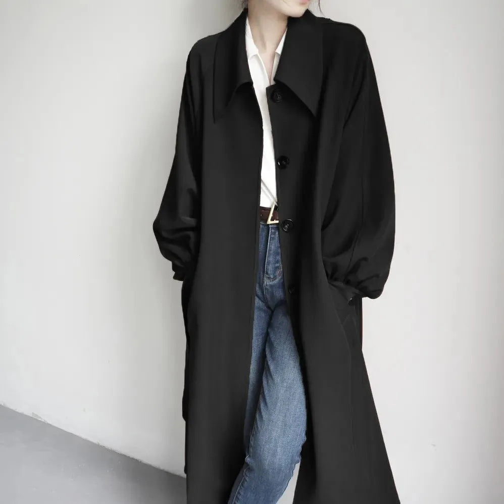Ladies Long Fashionable Jacket with Large Collar Mune Fashion