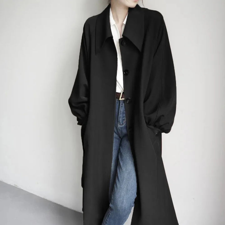Ladies Long Fashionable Jacket with Large Collar Mune Fashion