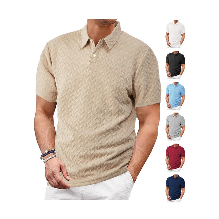 Men's short-sleeved polo shirt with embossed zigzag texture and classic shirt collar Mune Fashion
