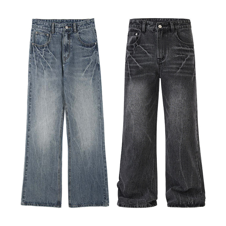 Men's wide jeans in relaxed cut with low rise and used look Mune Fashion