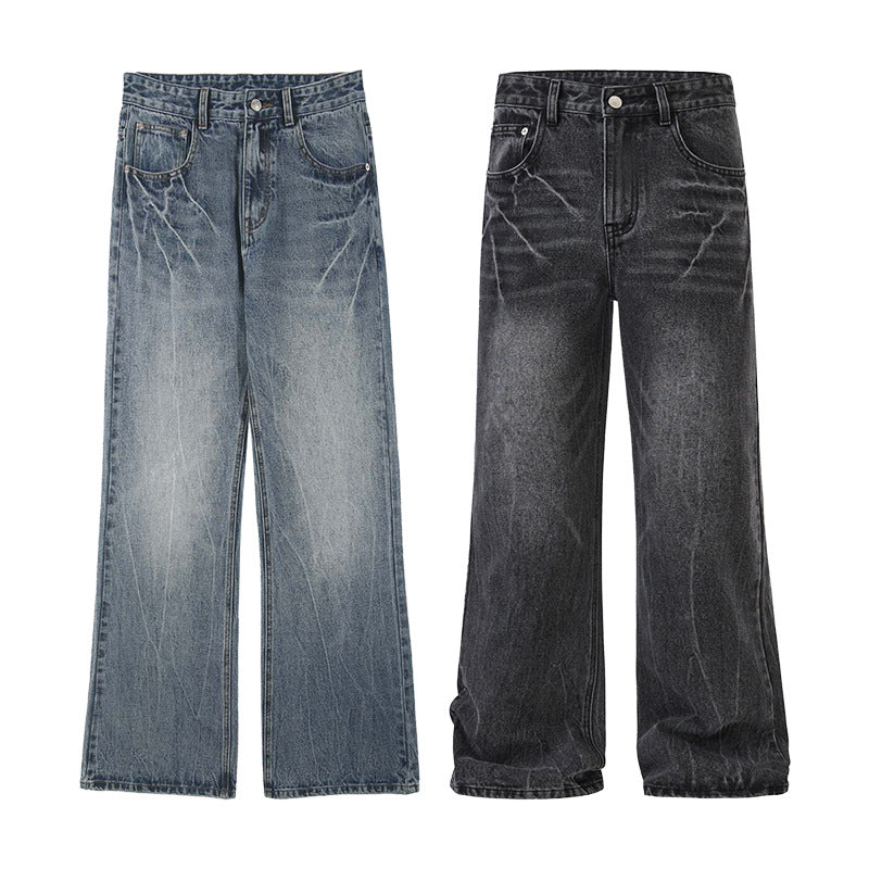 Men's wide jeans in relaxed cut with low rise and used look Mune Fashion