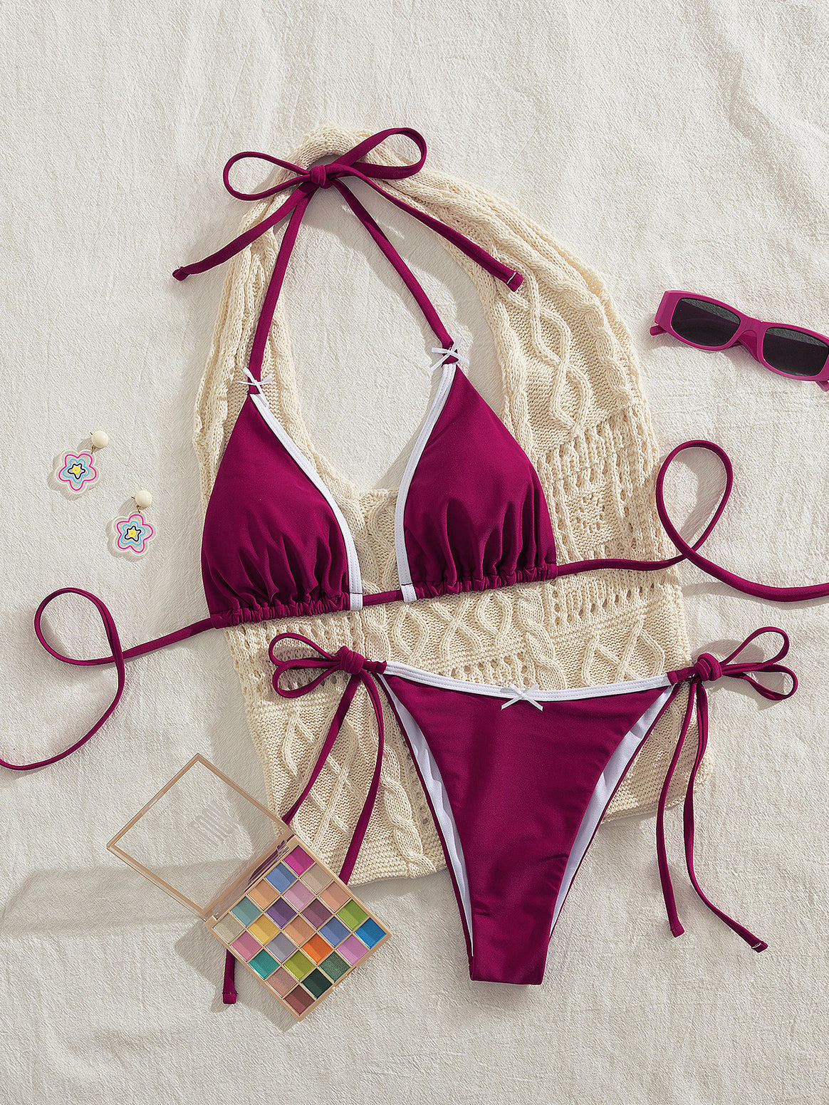 Ladies Triangle Bikini with playful tie straps Mune Fashion