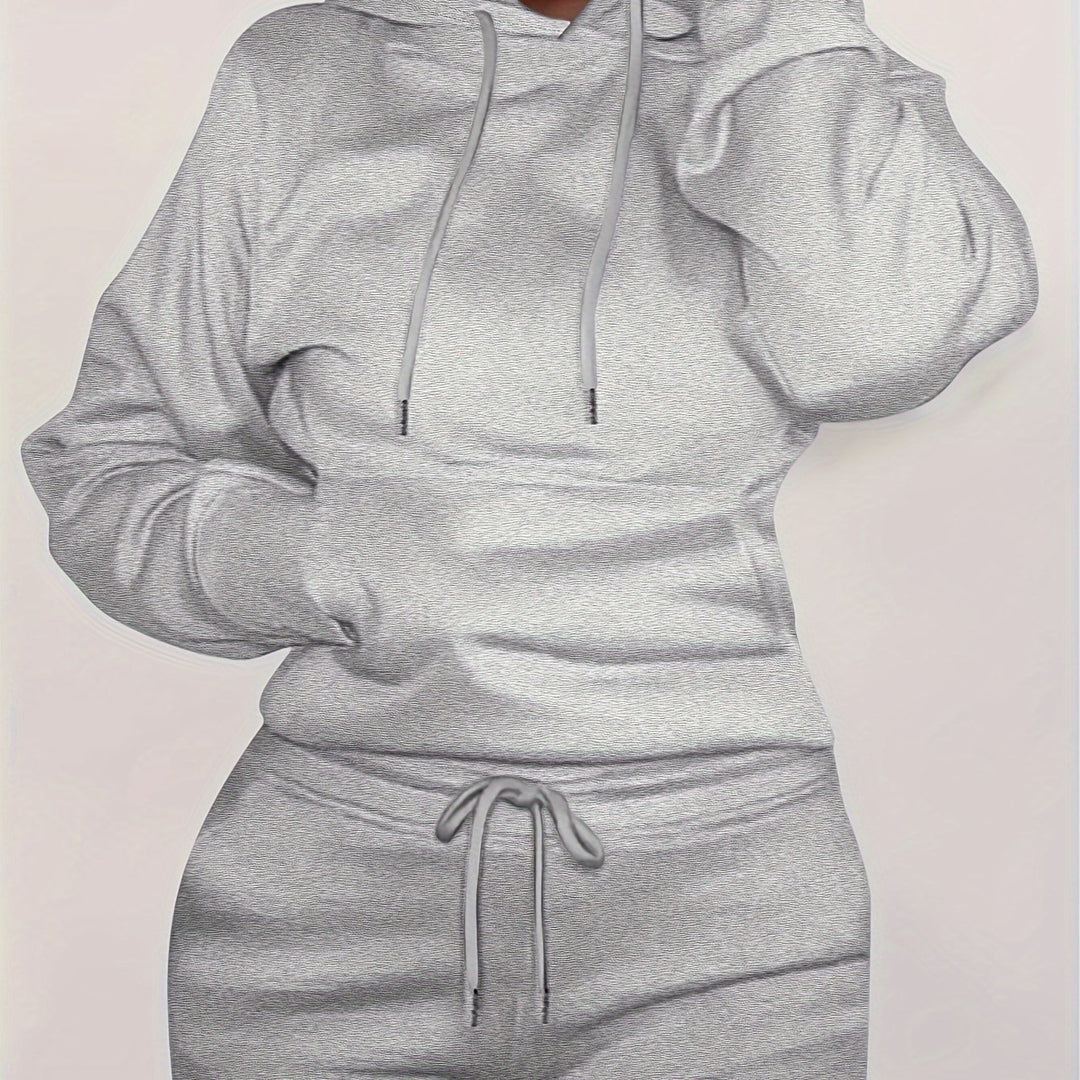 Women’s form-fitting hoodie and pencil skirt set with kangaroo pocket and drawstring Mune Fashion