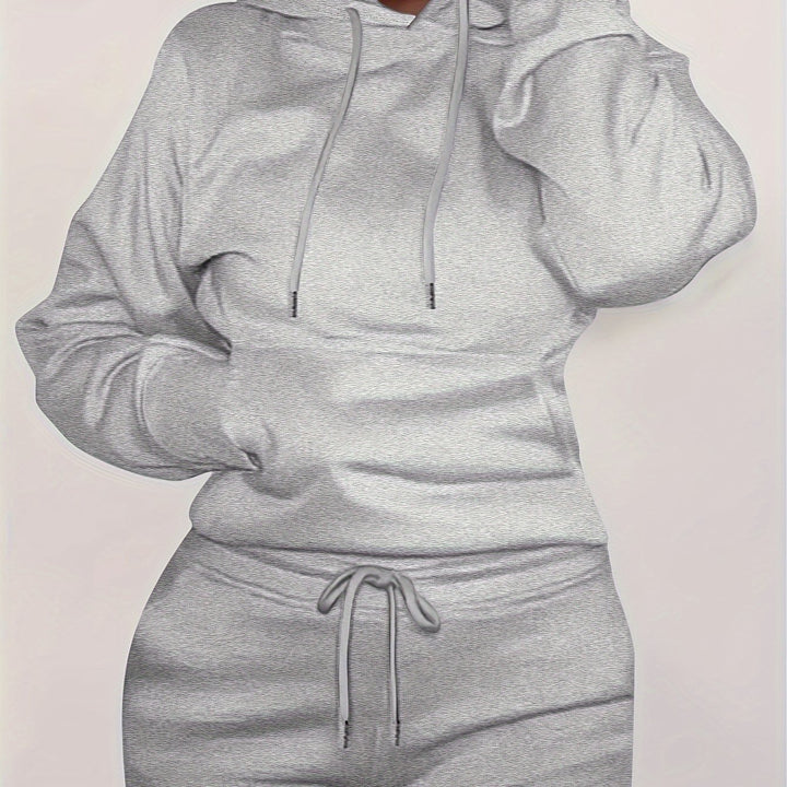 Women’s form-fitting hoodie and pencil skirt set with kangaroo pocket and drawstring Mune Fashion