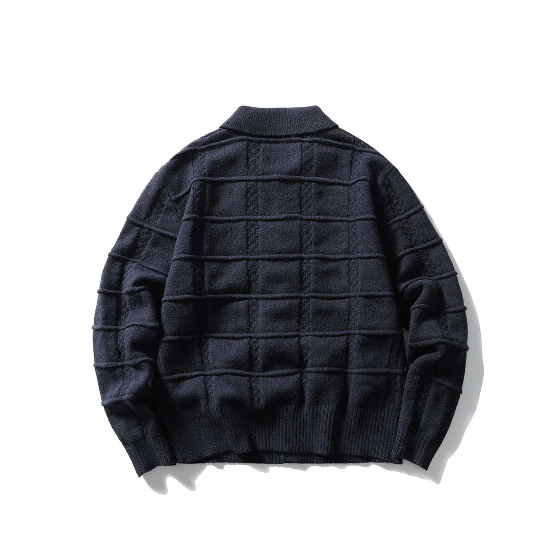 Men's textured cardigan with shirt collar and full button placket Mune Fashion