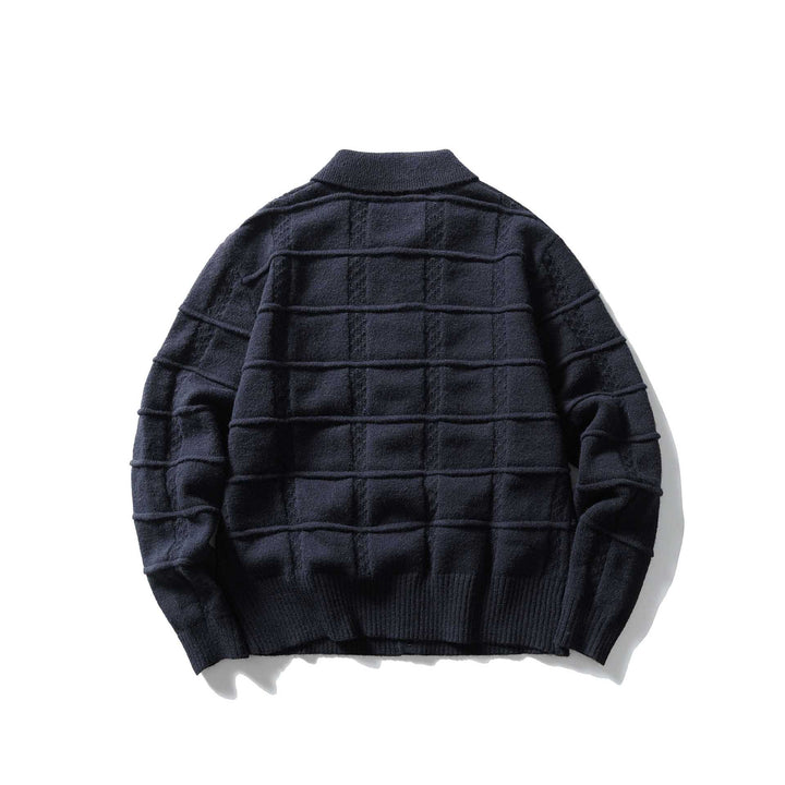 Men's textured cardigan with shirt collar and full button placket Mune Fashion