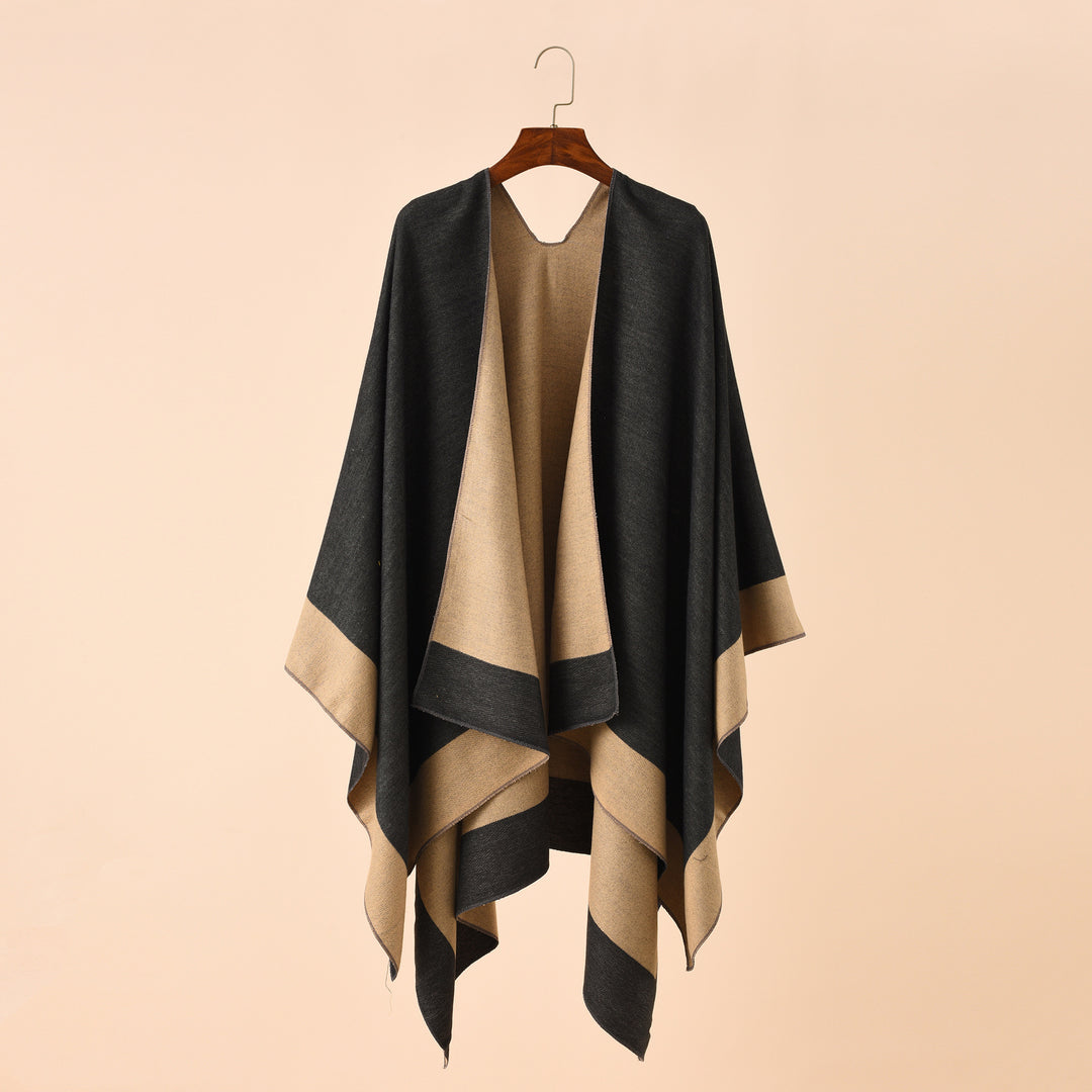 Women's Reversible Poncho made of fine Cashmere Blend Mune Fashion
