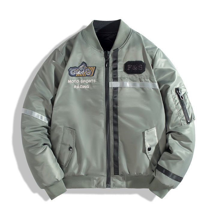 Men's bomber jacket in flight jacket style with reflective stripes, utility pockets and light thermal lining Mune Fashion