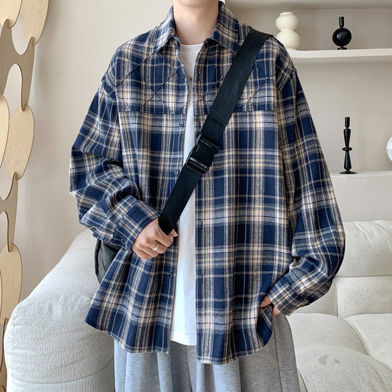 Women Casual Checkered Pattern Overshirt Mune Fashion