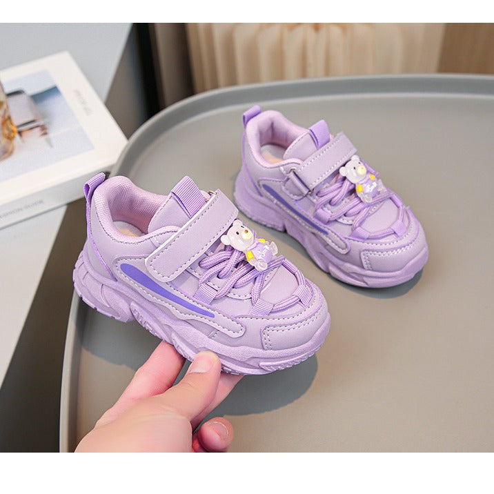 Ladies sporty children's sneakers with cute animal appliqués and high-elastic Velcro closure Mune Fashion