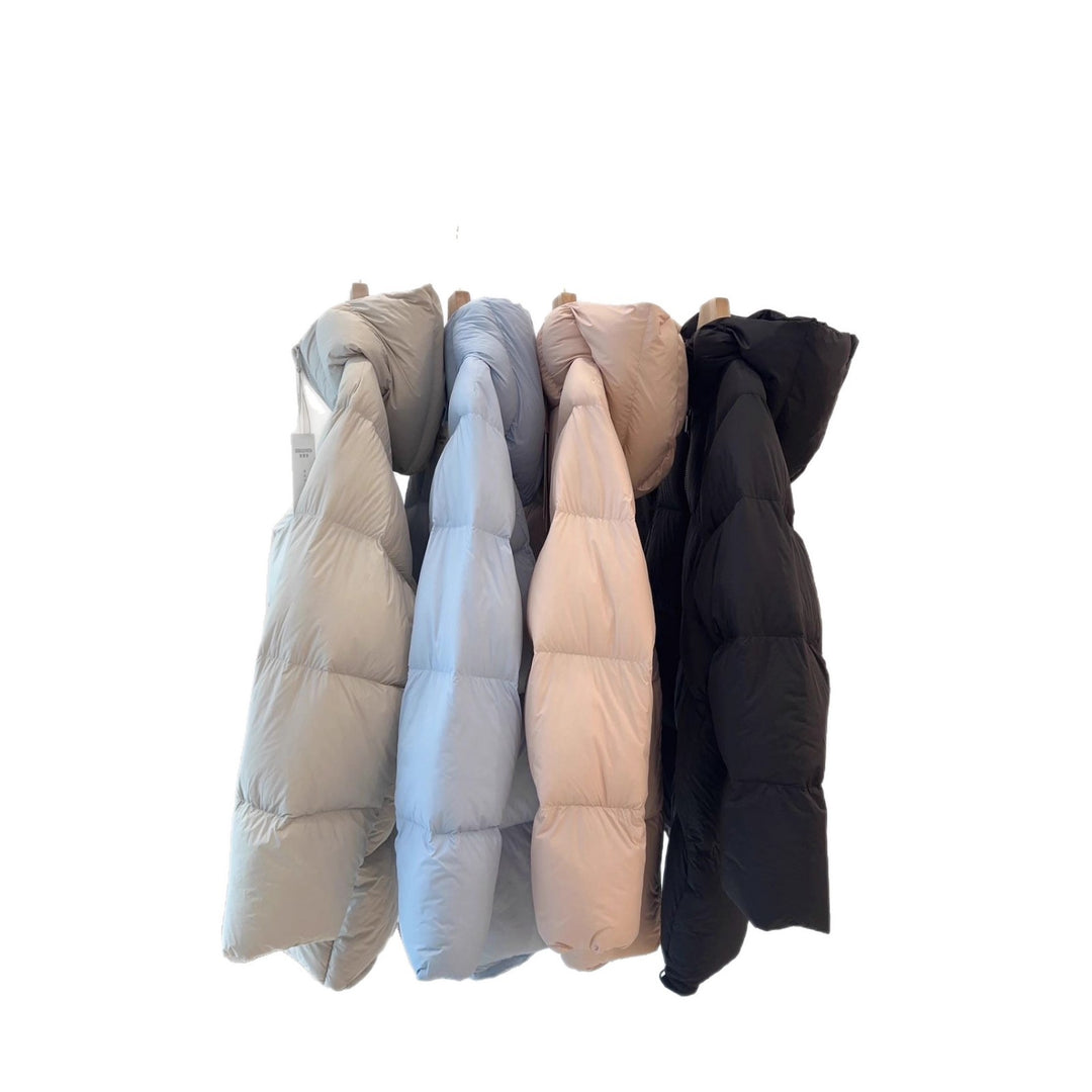 Women Long Padded Quilted Down Jacket with Hood and Oversized Cut Mune Fashion