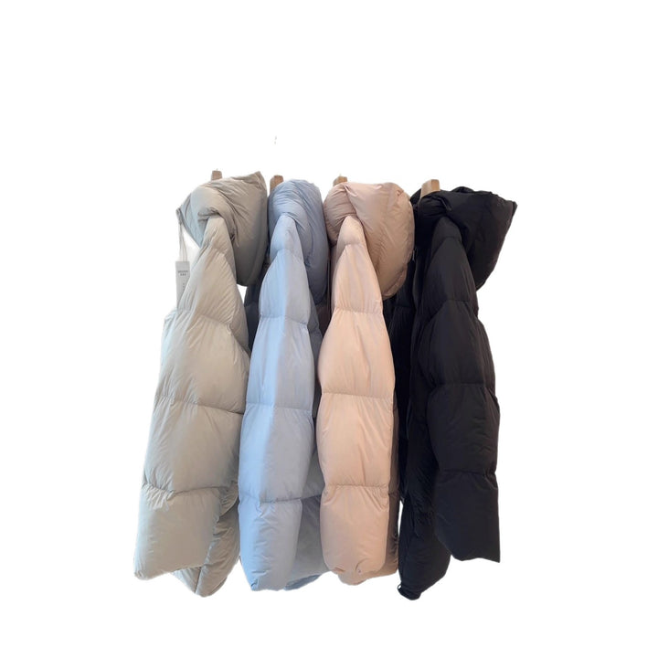Women Long Padded Quilted Down Jacket with Hood and Oversized Cut Mune Fashion