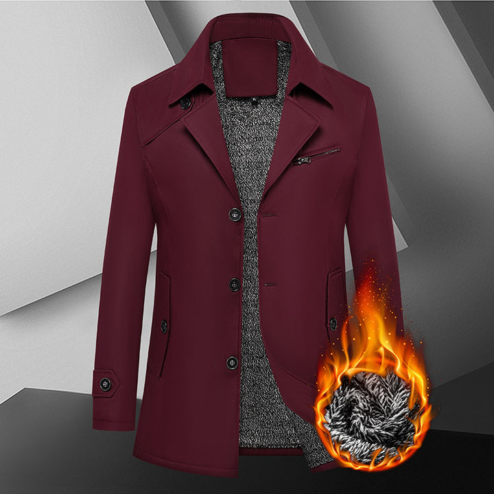Men's transitional jacket in urban short trench style with notch collar, chest zipper, and patch pockets Mune Fashion