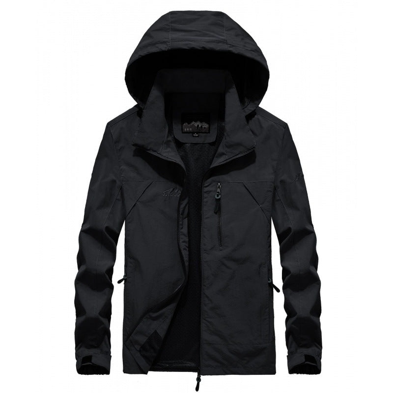 Men's lightweight breathable softshell trekking jacket with hood and mesh lining Mune Fashion