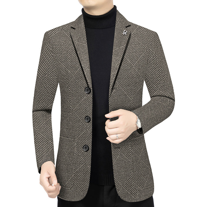Men's slim-fit herringbone blazer made from textured wool blend Mune Fashion Mune Fashion