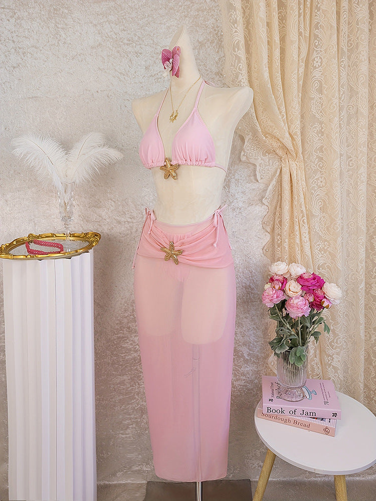 Women's Bikini Set with Transparent Beach Tunic Mune Fashion