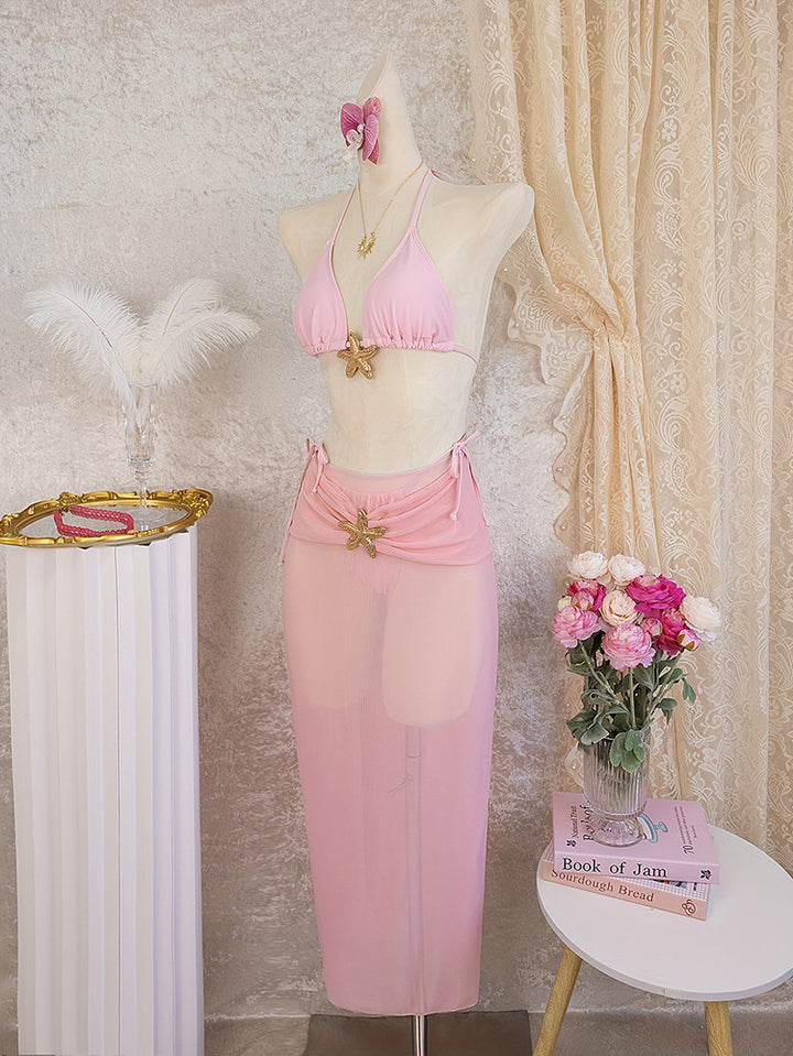 Women's Bikini Set with Transparent Beach Tunic Mune Fashion