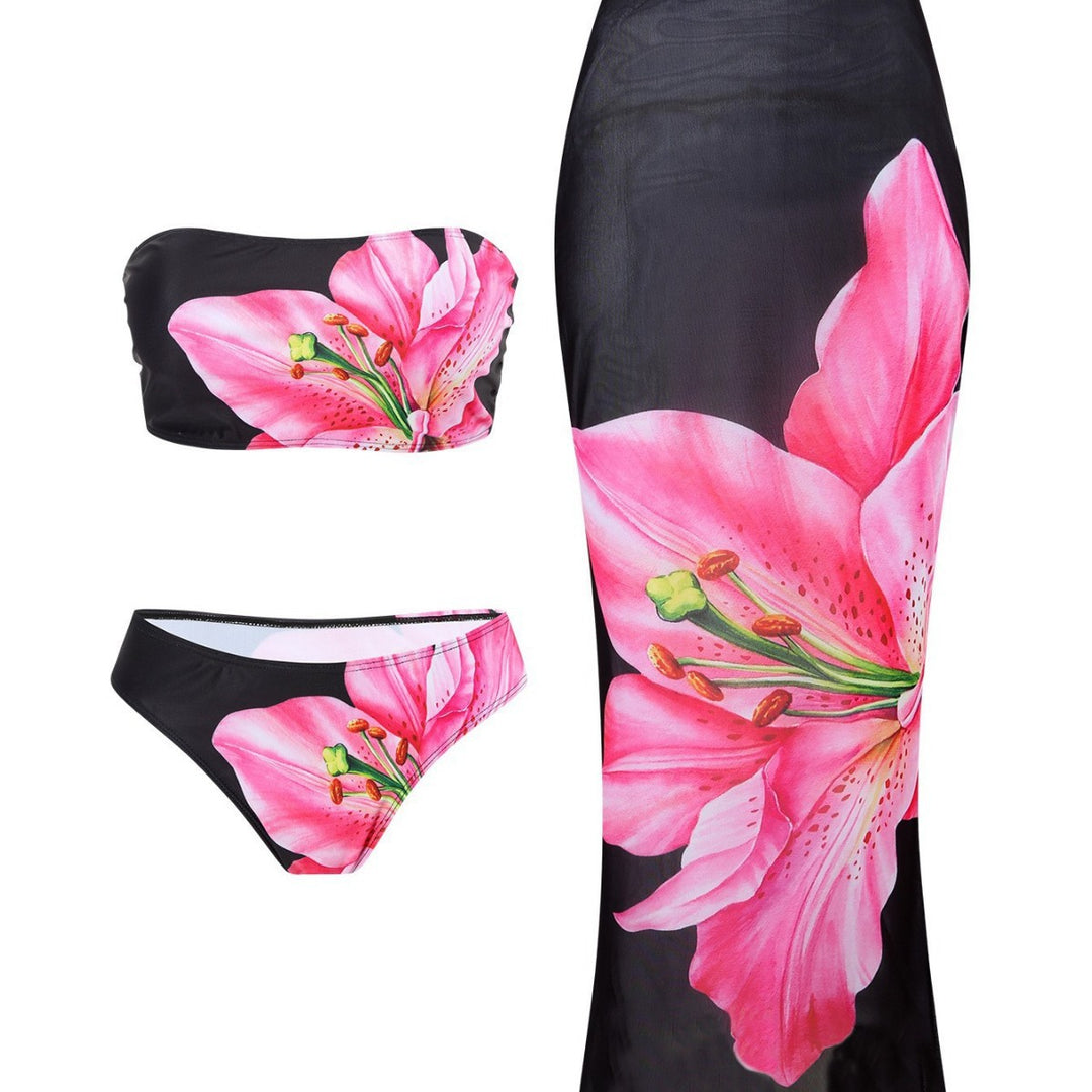 Women Elegant Beachwear with Floral Pattern Mune Fashion