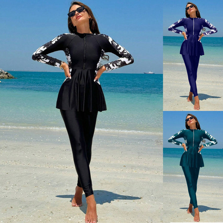 Women's Fashionable UV Protection Surf Suit with Peplum Design Mune Fashion
