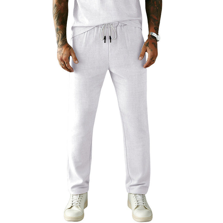 Men's Slim-Fit Jogging Pants with Drawstring, Elastic Waistband, and Side Pockets Mune Fashion