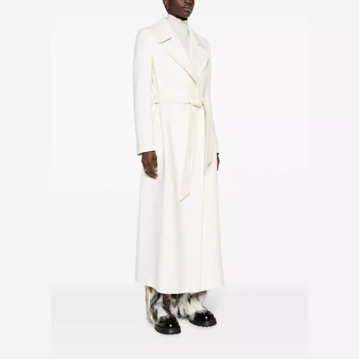 Women’s Maxi-length tailored wool blend coat with belt and wide lapels Mune Fashion