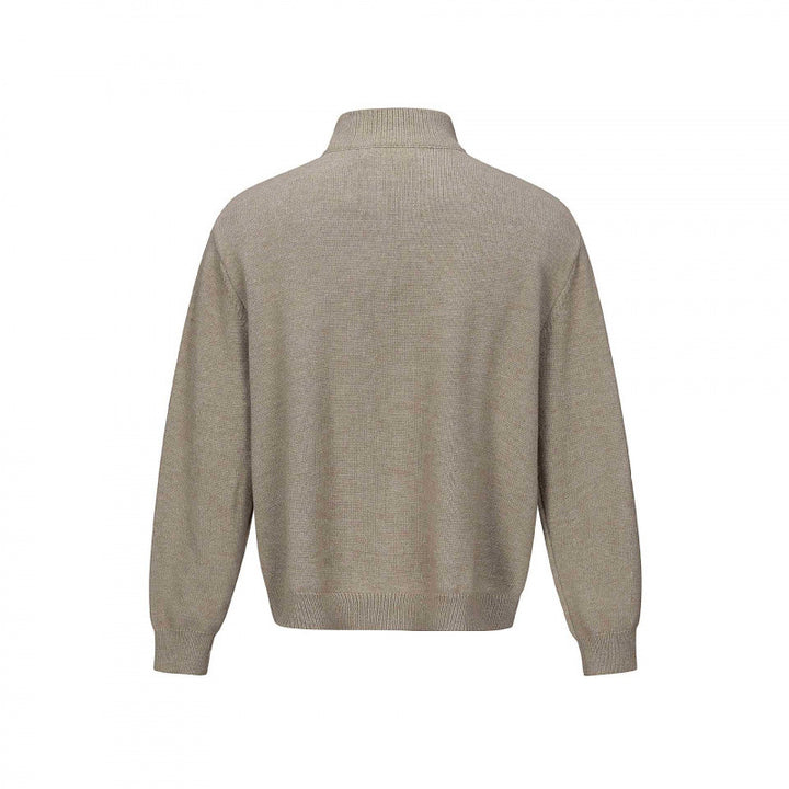 Unisex fine knit half-zip sweater with standing collar and diagonal structure Mune Fashion