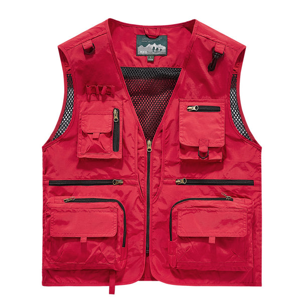 Men's lightweight multifunctional utility fishing vest with mesh lining and numerous zipper and flap pockets Mune Fashion