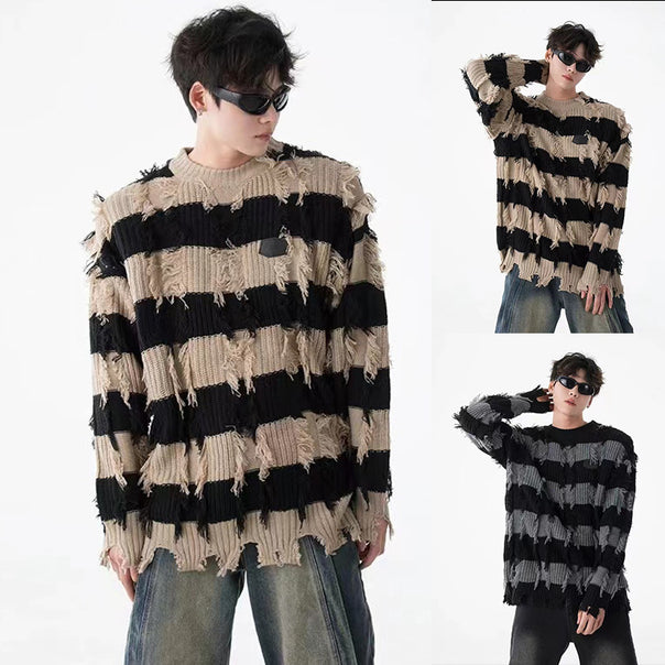 Men's Fashionable Chunky Knit Sweater with Unique Design Mune Fashion