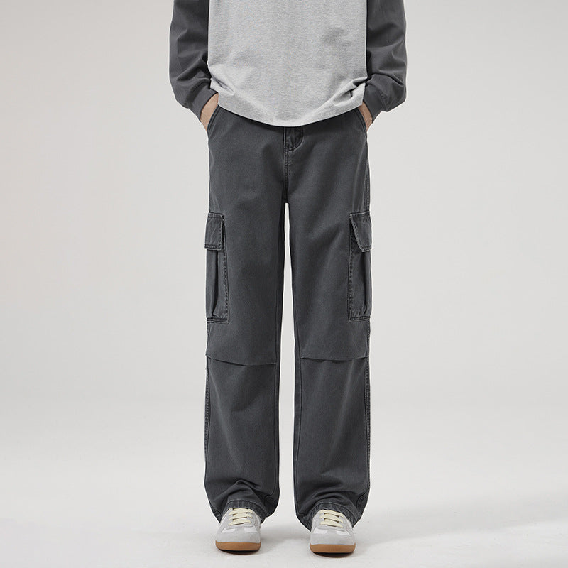 Men's Loose Fit Utility Cargo Pants with Reinforced Knees and Drop Crotch Mune Fashion