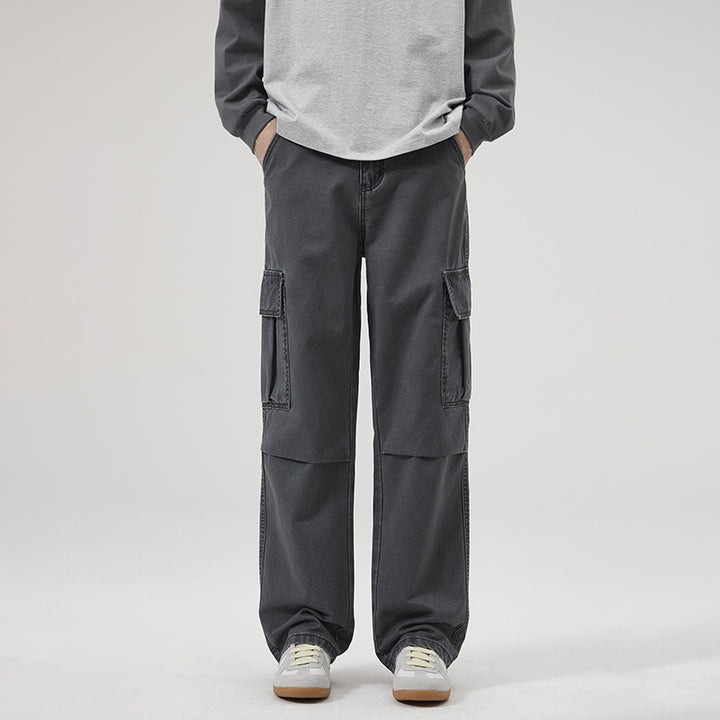 Men's Loose Fit Utility Cargo Pants with Reinforced Knees and Drop Crotch Mune Fashion