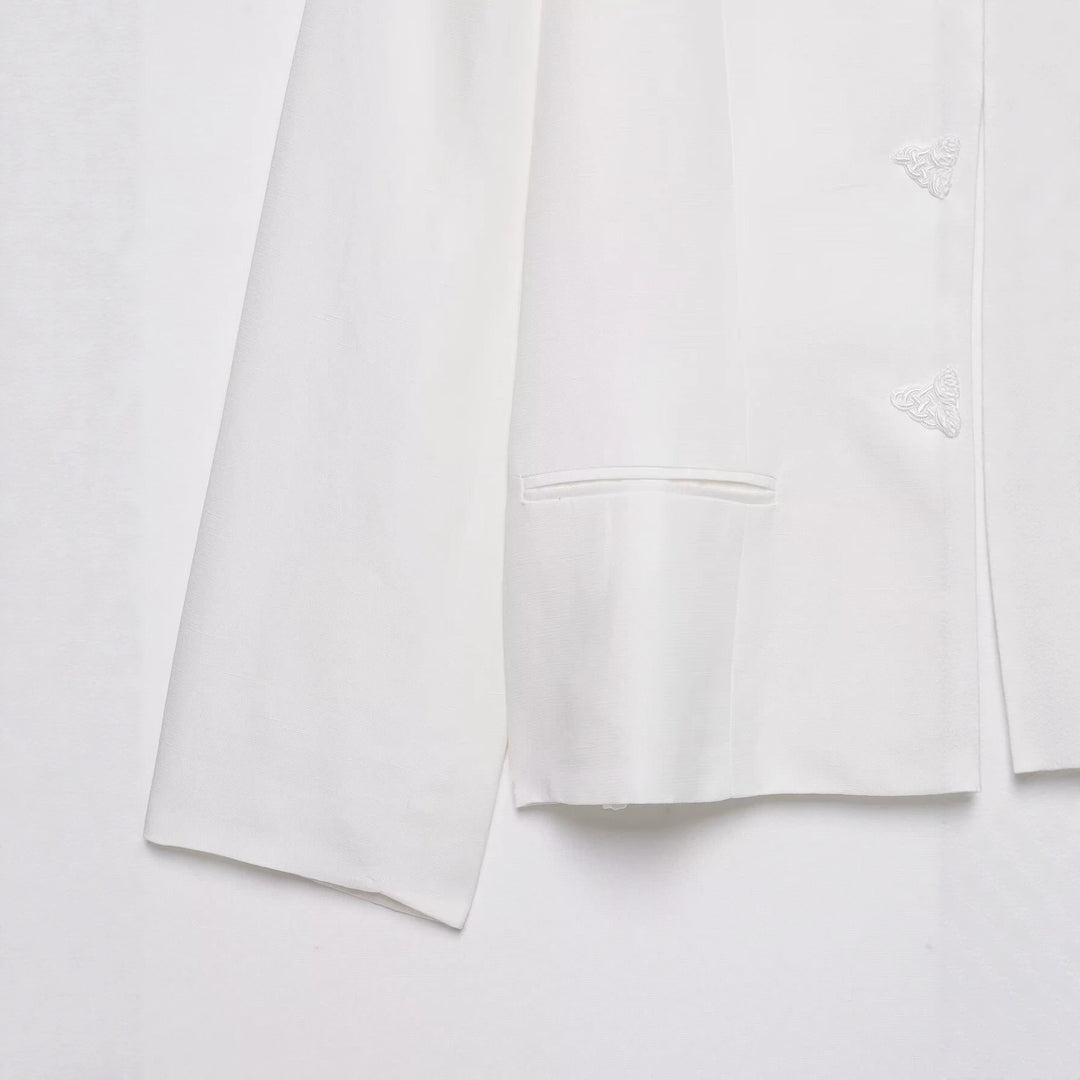 Women's short jacket with mandarin collar and decorative knot closures Drune
