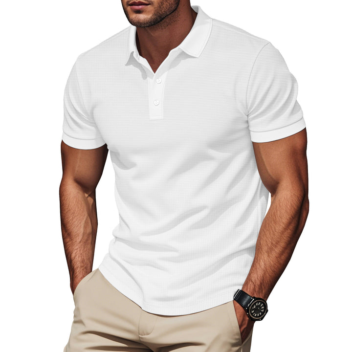 Men's breathable polo with fine waffle structure and two-button placket fitted silhouette Mune Fashion