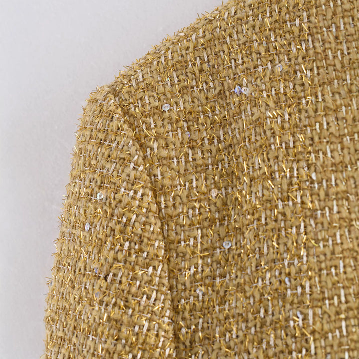 Women's Short-Cut Boucle Cropped Jacket with Round Neckline and Single Button Closure Mune Fashion